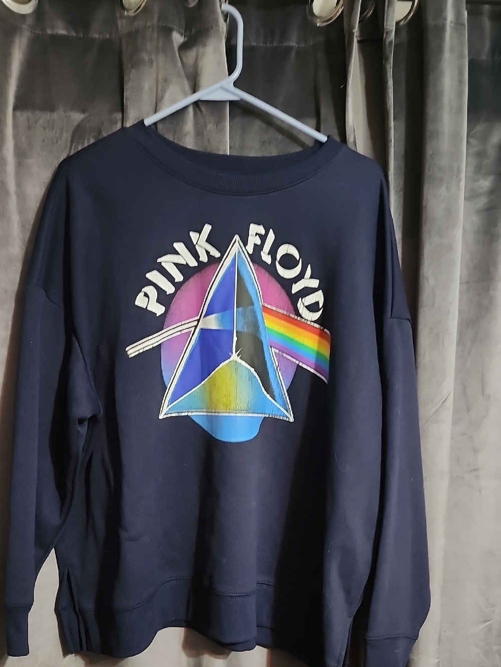 Pink Floyd Navy Sweatshirt with Rainbow Prism Graphic